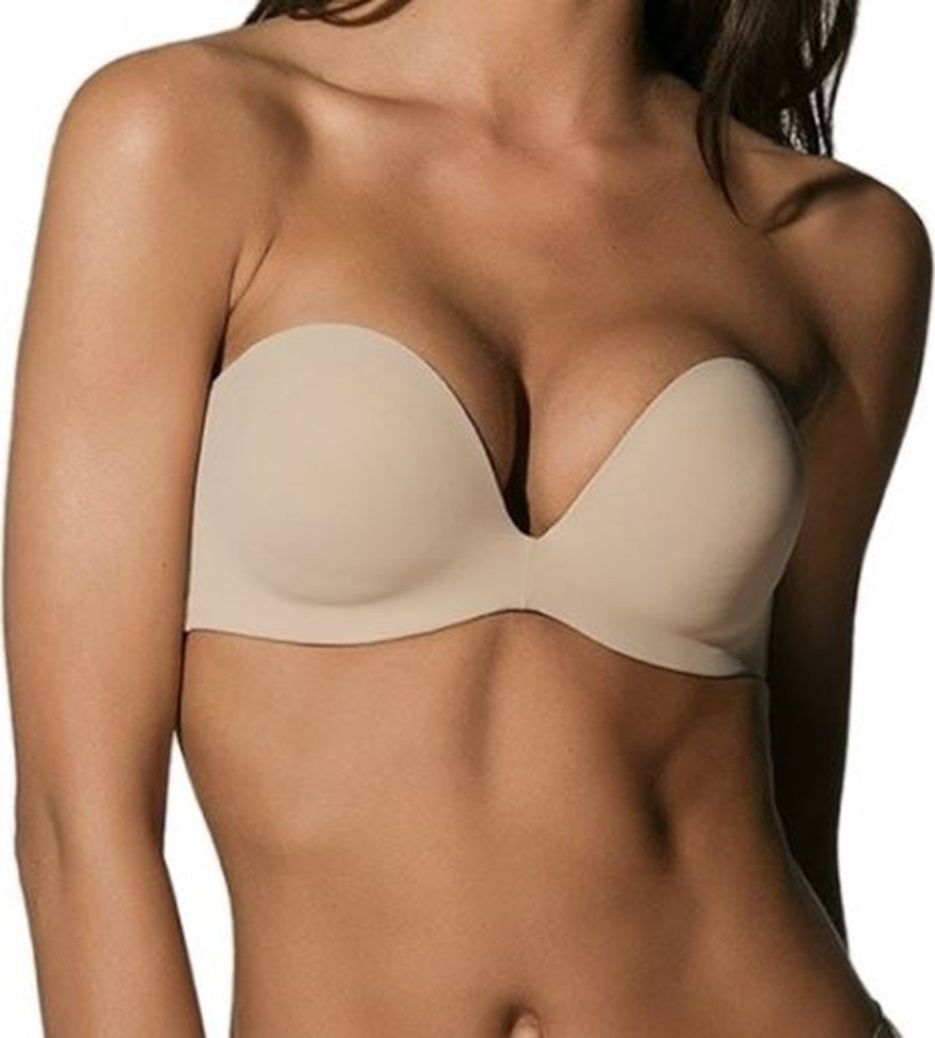 SECRET SENSE STRAPLESS CUP C ΓΥΝΑΙΚΕΙΟ T-SHIRT ΣΟΥΤΙΕΝ ΑΟΡΑΤΟ ΔΙΑΠΝΕΟΝ ΜΕ ΑΦΑΙΡΟΥΜΕΝΗ ΕΝΙΣΧΥΣΗ ΧΑΜΗΛΟ ΝΤΕΚΟΛΤΕ KAI ΣΙΛΙΚΟΝΗ ΣΤΗ ΠΛΑΤΗ