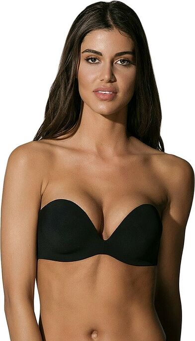 SECRET SENSE STRAPLESS CUP B WOMAN T-SHIRT PLUNGE BRA INVISIBLE BREATHABLE MOLDED AND SILICONATED BACK