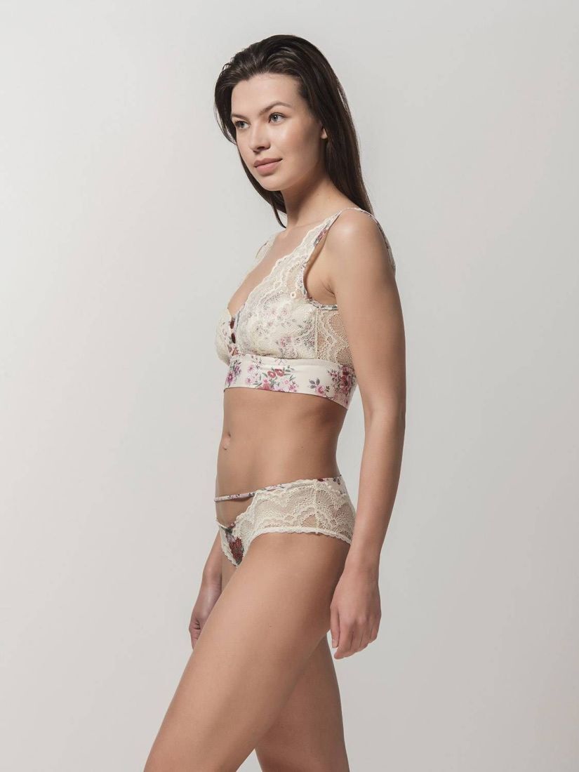 LUNA DAHLIA  - ΣΟΥΤΙΕΝ BRALETTE FLORAL, ΜΕ ΔΑΝΤΕΛΑ
