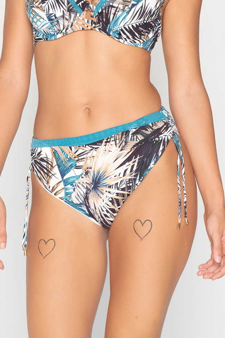 TROPIC ΓΥΝΑΙΚΕΙΟ ΜΑΓΙΟ SLIP BIKINI ΨΗΛΟΜΕΣΟ ΜΕ ΣΟΥΡΑ ΣΤΟ ΠΛΑΙ ΚΑΙ TROPICAL ΤΥΠΩΜΑ