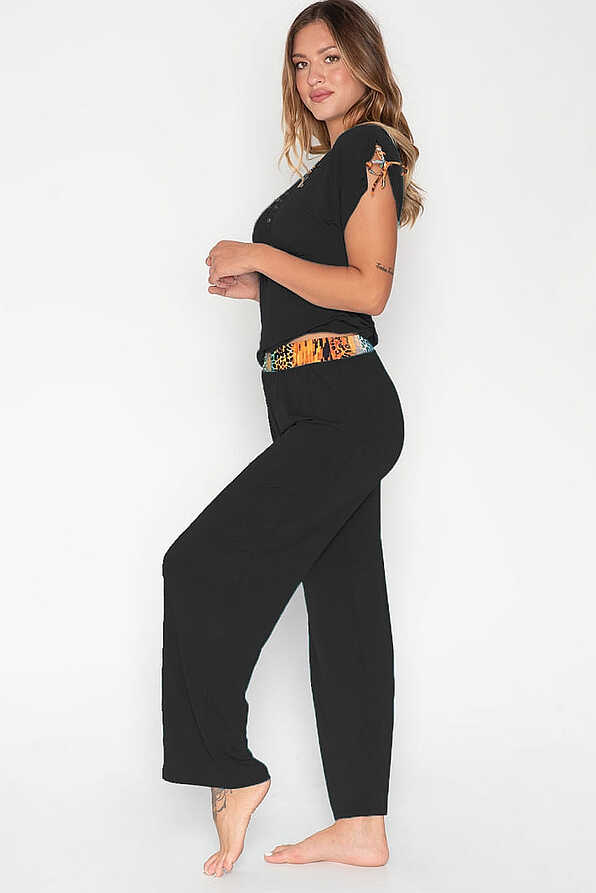 AFRICA WOMAN LOOSE PLAIN PANT WITH WAIST ANIMAL PRINT