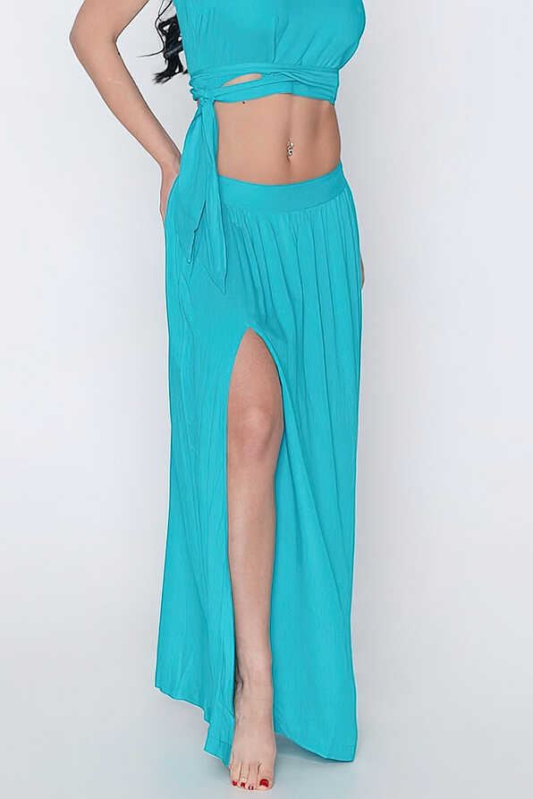 ALICE WOMAN PLAIN VISCOSE LONG SKIRT WITH SIDE OPENING