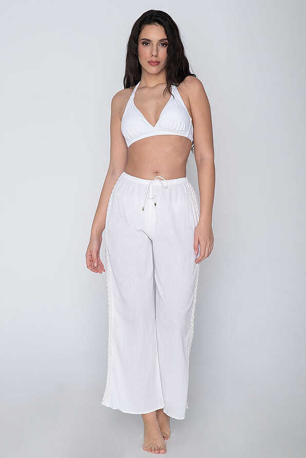 MIA WOMAN PLAIN PANTS WITH 3 RELIEVED STRIPES AT SIDE