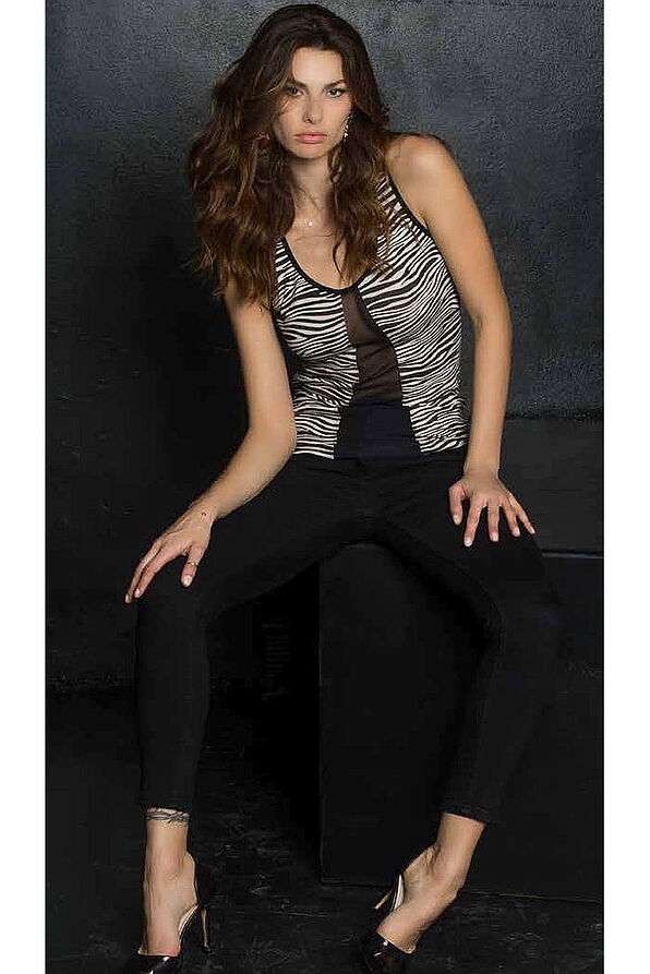 MAGIC DREAM - LARGE STRAPS COTTON TANK TOP, ZEBRA PATTERN