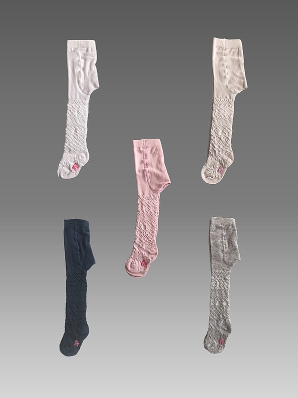 BABY GIRL COTTON TIGHTS ALL OVER 3D PATTERN WITH SPECIAL PANTY FOR DIAPER