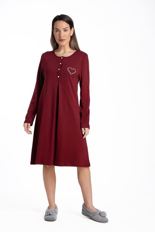 WOMAN MIDI COTTON NIGHTDRESS WITH DEEP SERAPH NECKLINE IDEAL FOR BREASTFEEDING & PLEATED FRONT DESIGN