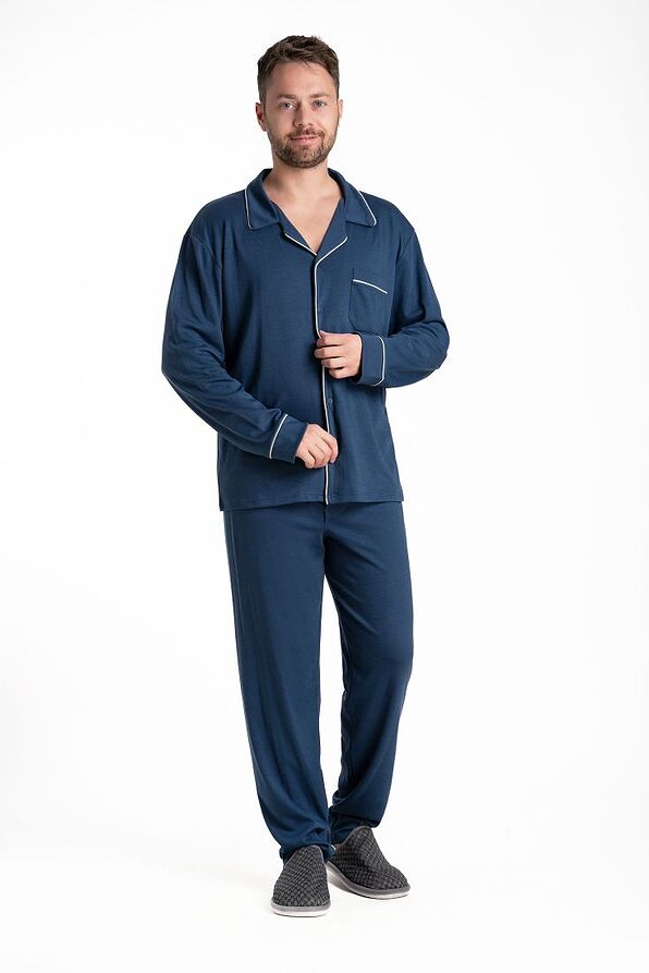 MAN LONG COTTON PYJAMAS BUTTON UP TOP & OPEN LEG PANTS WITH BUTTON OPENING