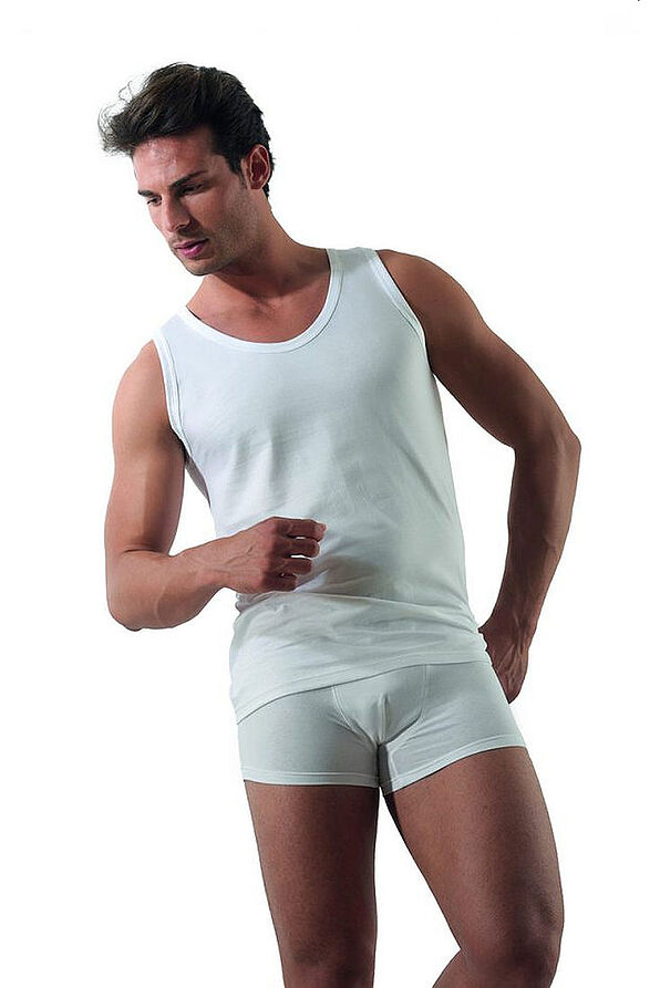 MEN COTTON WHITE ATHLETIC TANK TOP WITH WIDE SHOULDER