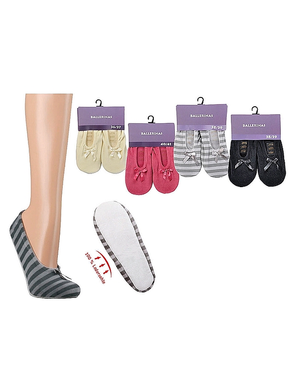 BALLERINA SLIPPERS WITH LEATHER SOLE