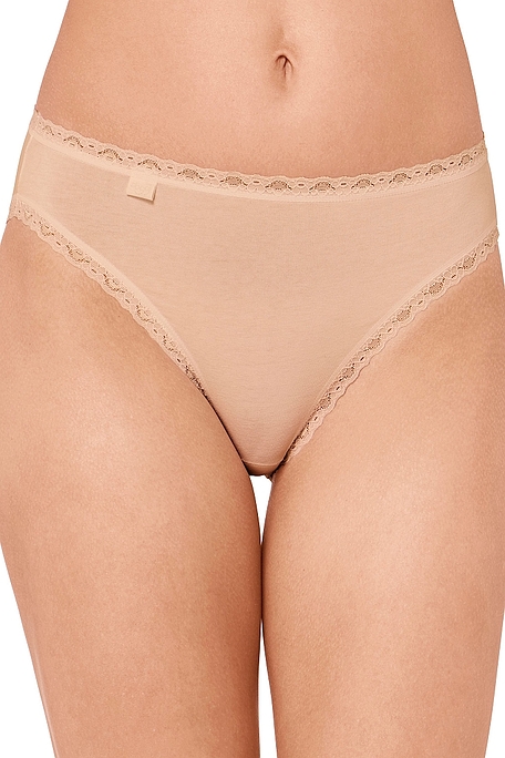 3-PACK WOMAN COTTON BIKINI HI-WAIST KNICKERS WITH LACE NORMAL BACK COVERAGE-SLOGGI 24/7 COTTON LACE TAI