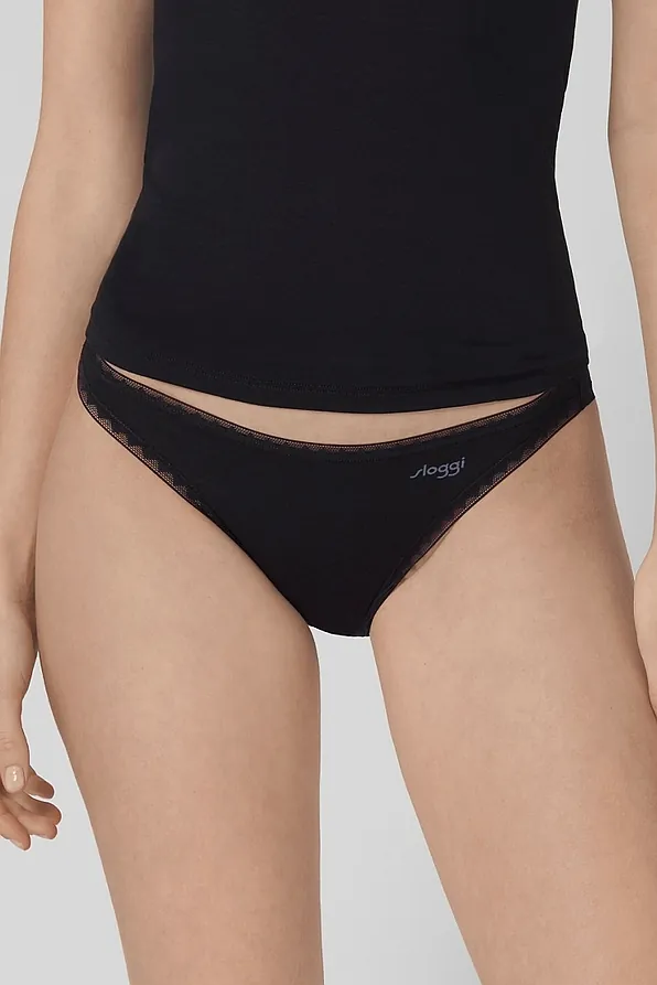 2PACK WOMAN ORGANIC COTTON KNICKER BIKINI WITH LACE TRIMMING-SLOGGI GO MINI