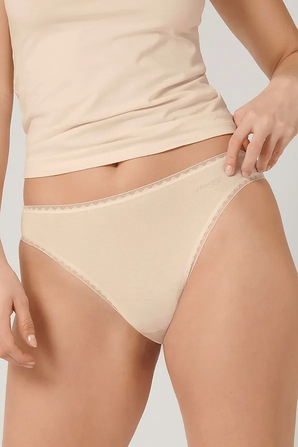 2-PACK ΓΥΝΑΙΚΕΙΟ ΟΡΓΑΝΙΚΑ ΒΑΜΒΑΚΕΡΟ ΣΛΙΠ ΨΗΛΟΜΕΣΟ BIKINI ΜΕ ΤΕΛΕΙΩΜΑΤΑ ΔΑΝΤΕΛΑΣ-SLOGGI GO H TAI