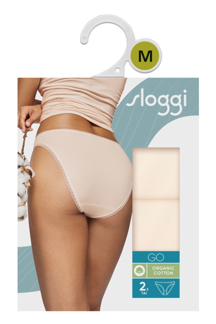 2-PACK ΓΥΝΑΙΚΕΙΟ ΟΡΓΑΝΙΚΑ ΒΑΜΒΑΚΕΡΟ ΣΛΙΠ ΨΗΛΟΜΕΣΟ BIKINI ΜΕ ΤΕΛΕΙΩΜΑΤΑ ΔΑΝΤΕΛΑΣ-SLOGGI GO H TAI