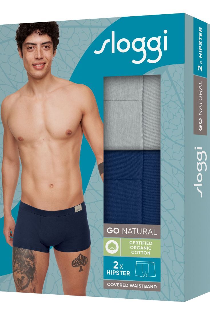 2-PACK ΑΝΔΡΙΚΟ ΟΡΓΑΝΙΚΑ ΒΑΜΒΑΚΕΡΟ HIPSTER BOXER ΜΕ ΕΣΩΤΕΡΙΚΟ ΛΑΣΤΙΧΟ-SLOGGI MEN GO NATURAL HIPSTER C2P