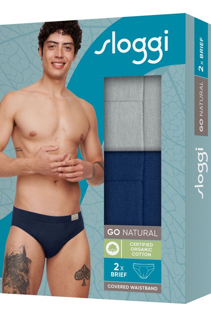 2-PACK ΑΝΔΡΙΚΟ ΟΡΓΑΝΙΚΑ ΒΑΜΒΑΚΕΡΟ MIDI ΣΛΙΠ ΜΕ ΦΑΡΔΥ ΠΛΑΪΝΟ & ΕΣΩΤΕΡΙΚΟ ΛΑΣΤΙΧΟ-SLOGGI MEN GO NATURAL BRIEF C2P