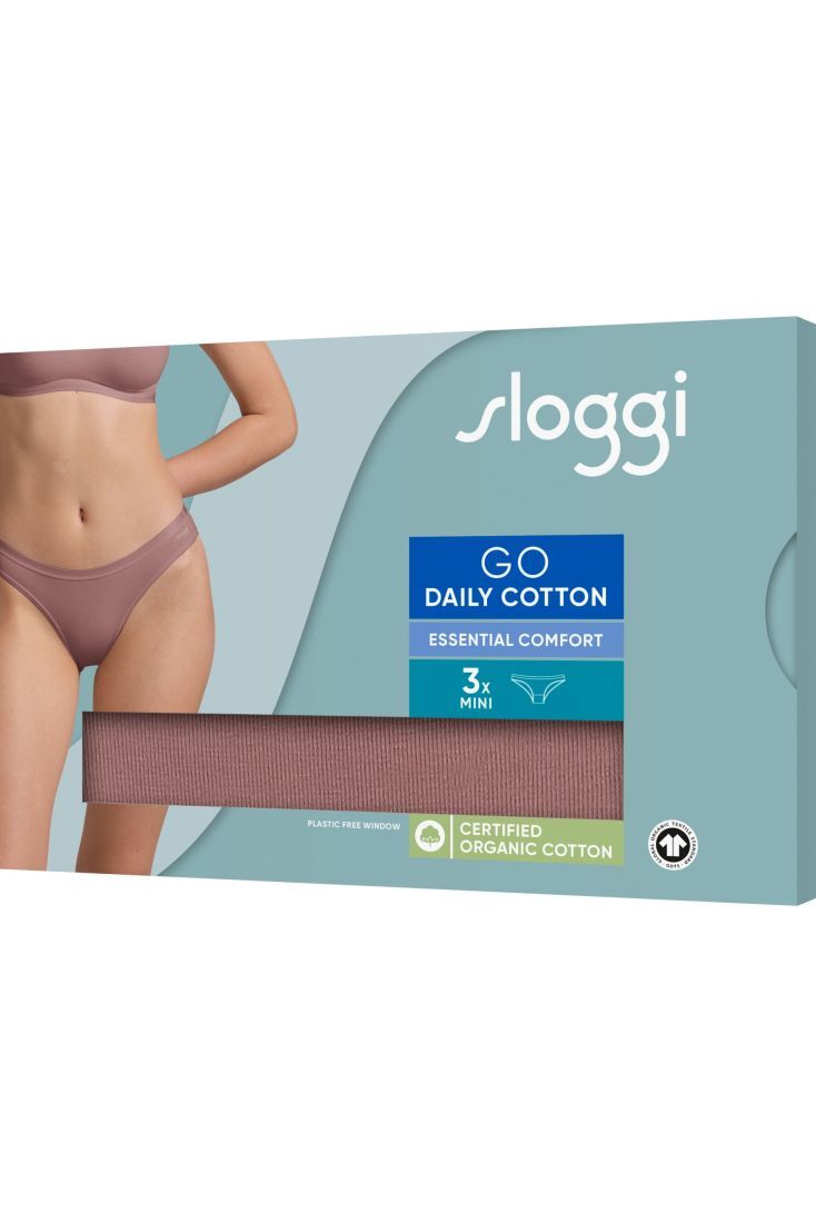 3-PACK ΓΥΝΑΙΚΕΙΟ ΣΛΙΠ BIKINI ΒΑΜΒΑΚΕΡΟ ΜΟΝΟΧΡΩΜΟ ΠΛΑΚΕ ΡΑΦΕΣ-SLOGGI GO DAILY COTTON MINI