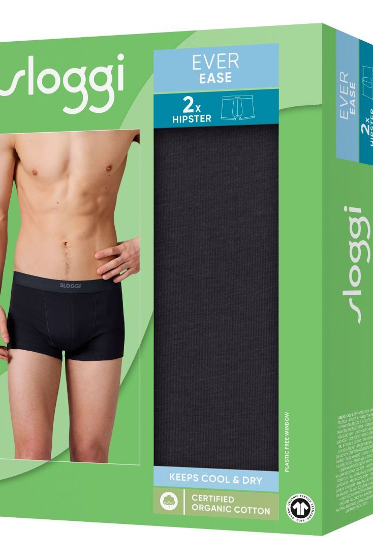 2-PACK ΑΝΔΡΙΚΟ HIPSTER BOXER ΑΠΟ ΟΡΓΑΝΙΚΟ ΒΑΜΒΑΚΙ & ΕΞΥΠΝΗ ΘΕΡΜΟΡΥΘΜΙΣΗ HEIQ-SLOGGI MEN EVER EASE HIPSTER