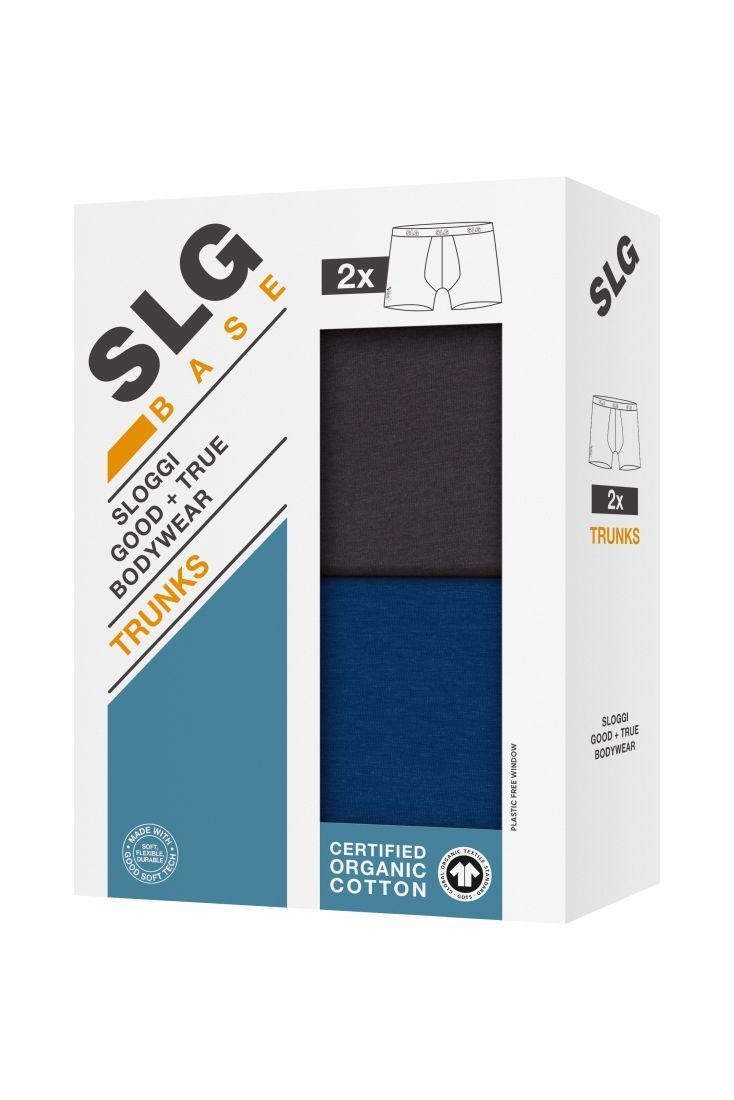 2-PACK ΟΡΓΑΝΙΚΑ ΒΑΜΒΑΚΕΡΟ ΜΠΟΞΕΡ ΑΝΔΡΙΚΟ ΜΕ ΕΞΩΤΕΡΙΚΟ ΛΑΣΤΙΧΟ-SLOGGI SLG BASE TRUNK C2P