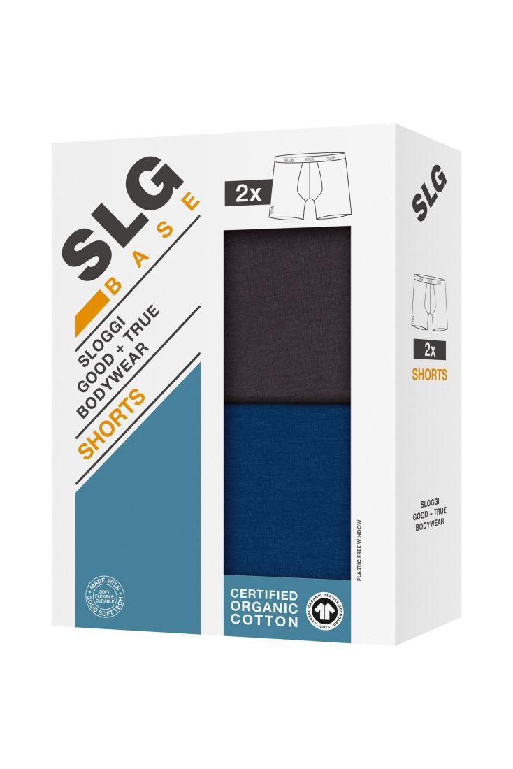 2-PACK ΟΡΓΑΝΙΚΑ ΒΑΜΒΑΚΕΡΟ ΜΠΟΞΕΡ ΑΝΔΡΙΚΟ ΜΕ ΕΞΩΤΕΡΙΚΟ ΛΑΣΤΙΧΟ ΚΑΙ ΜΑΚΡΥ ΠΟΔΙ-SLOGGI SLG BASE SHORT C2P
