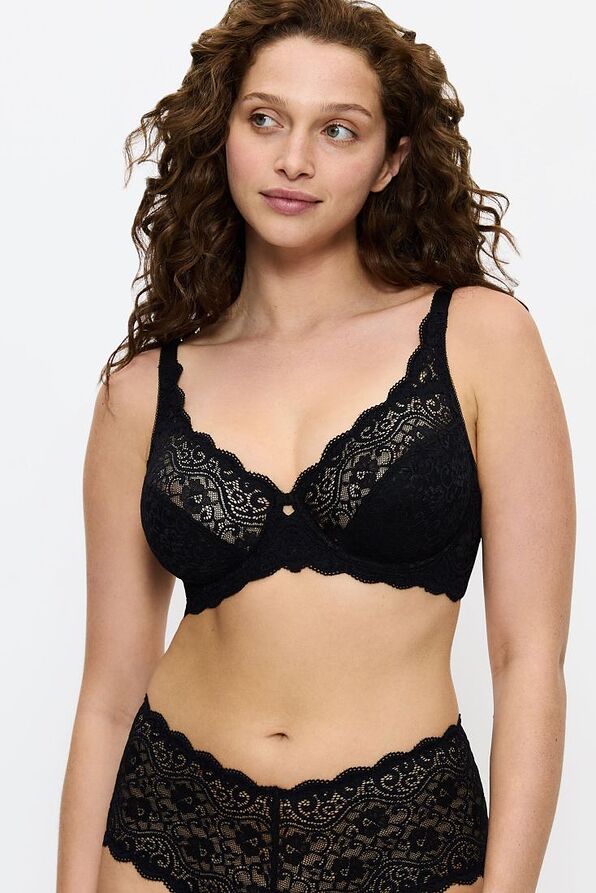 WOMAN BRA SEMI-TRANSPARENT UNPADDED WIRED WITH FLORAL LACE-AMOURETTE W