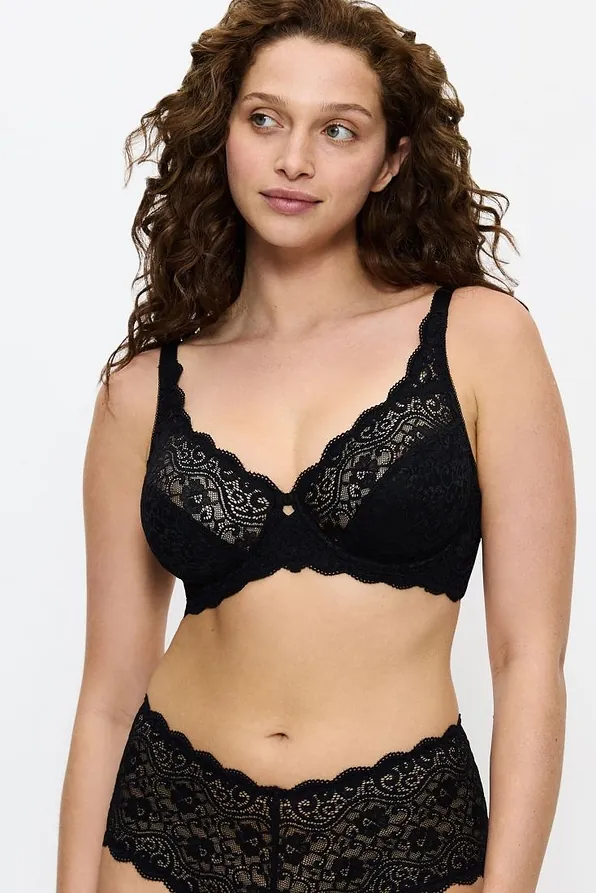 ΓΥΝΑΙΚΕΙΟ ΣΟΥΤΙΕΝ ΧΩΡΙΣ ΕΝΙΣΧΥΣΗ ΗΜΙΔΙΑΦΑΝΟ ΜΕ FLORAL ΔΑΝΤΕΛΑ ΚΑΙ ΜΠΑΝΕΛΑ-AMOURETTE W