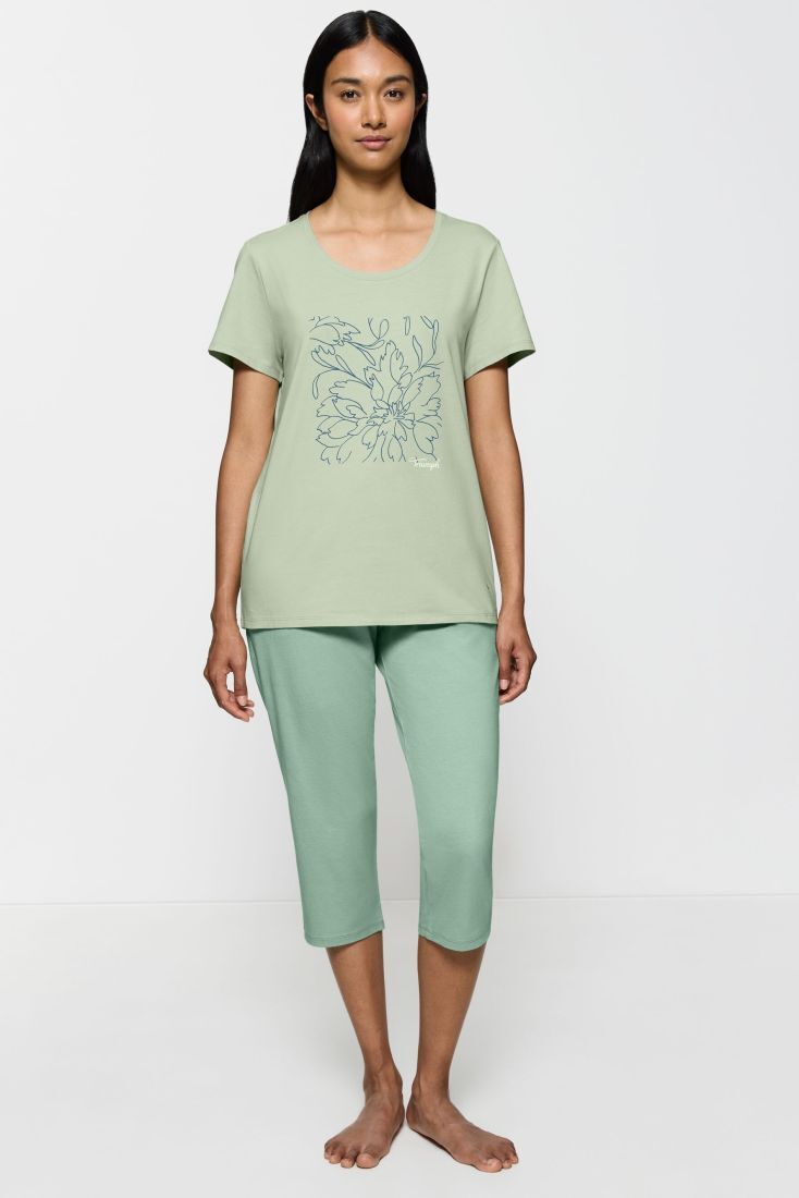 ΓΥΝΑΙΚΕΙΑ ΠΙΤΖΑΜΑ ΚΑΠΡΙ ΑΠΌ ΟΡΓΑΝΙΚΟ ΒΑΜΒΑΚΙ ΜΕ ΠΛΑΪΝΕΣ ΤΣΕΠΕΣ-SETS PK CAPRI