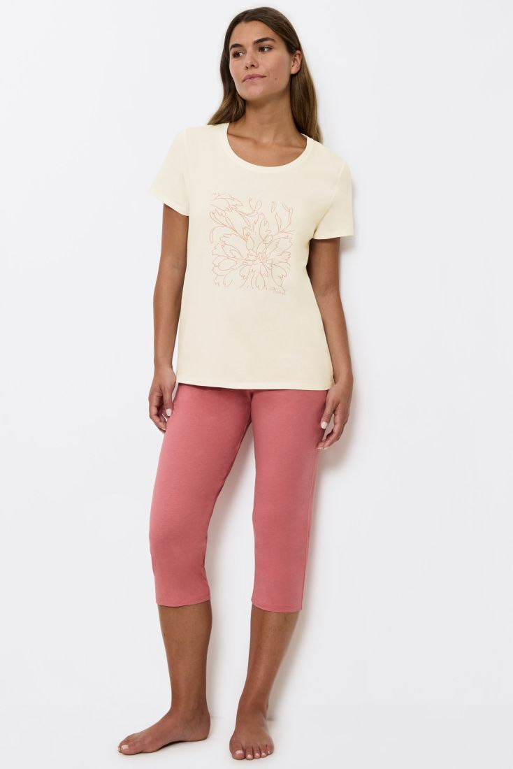 ΓΥΝΑΙΚΕΙΑ ΠΙΤΖΑΜΑ ΚΑΠΡΙ ΑΠΌ ΟΡΓΑΝΙΚΟ ΒΑΜΒΑΚΙ ΜΕ ΠΛΑΪΝΕΣ ΤΣΕΠΕΣ-SETS PK CAPRI