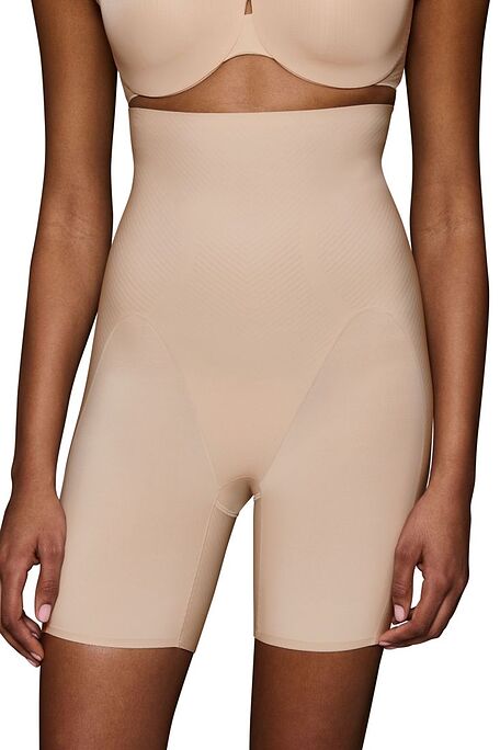 HIGH-WAIST LASER-CUT SHAPER WITH LEG & SILICONE SUPPORT-BMU ILLUSION CURVE SUPER HW MID-THIGH