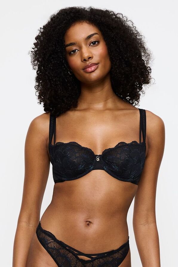 BALCONETTE UNPADDED WIRED BRA WITH LACE & IRIDESCENT LUREX- PALINA MOONLIGHT KISS