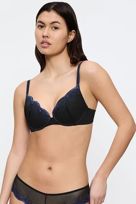 LINGERIE PUSH-UP ΣΟΥΤΙΕΝ ΜΕ ΡΥΘΜΙΖΟΜΕΝΑ CUPS ΔΙΧΡΩΜΗ ΔΑΝΤΕΛΑ & ΕΥΚΑΜΠΤΗ ΜΠΑΝΕΛΑ-TRIUMPH COMFORT GLAM