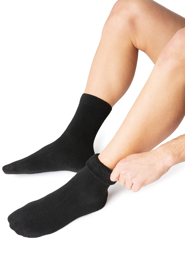 MAN SHORT COTTON THERMAL PLAIN SOCKS WITH SEAMLESS TOES