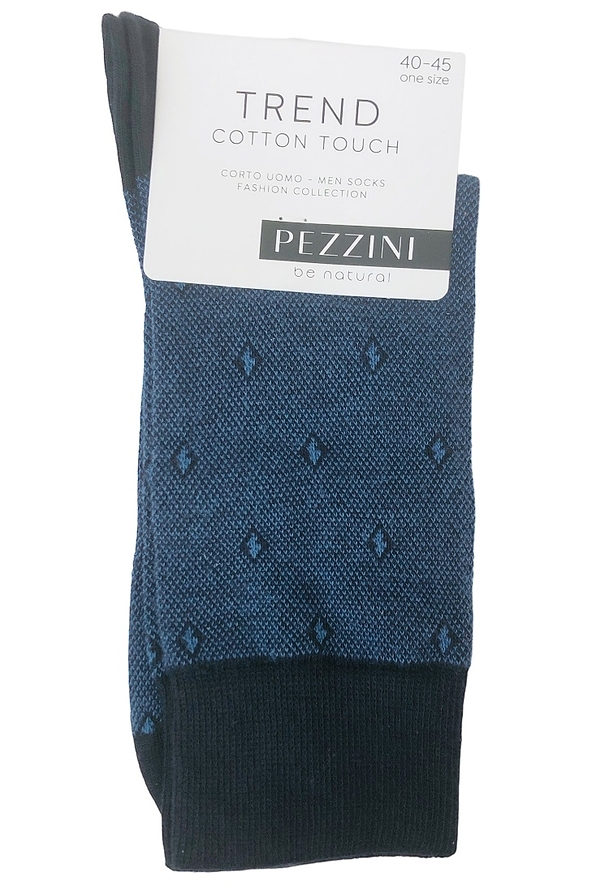 MAN COMBED COTTON SOCKS WITH RHOMBUS PATTERN AND SEAMLESS TOES