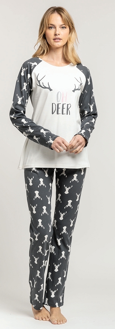 JEANNETTE - ΓΥΝΑΙΚΕΙΑ ΜΑΚΡΙΑ ΠΥΖΑΜΑ ΜΕ ΣΧΕΔΙΟ