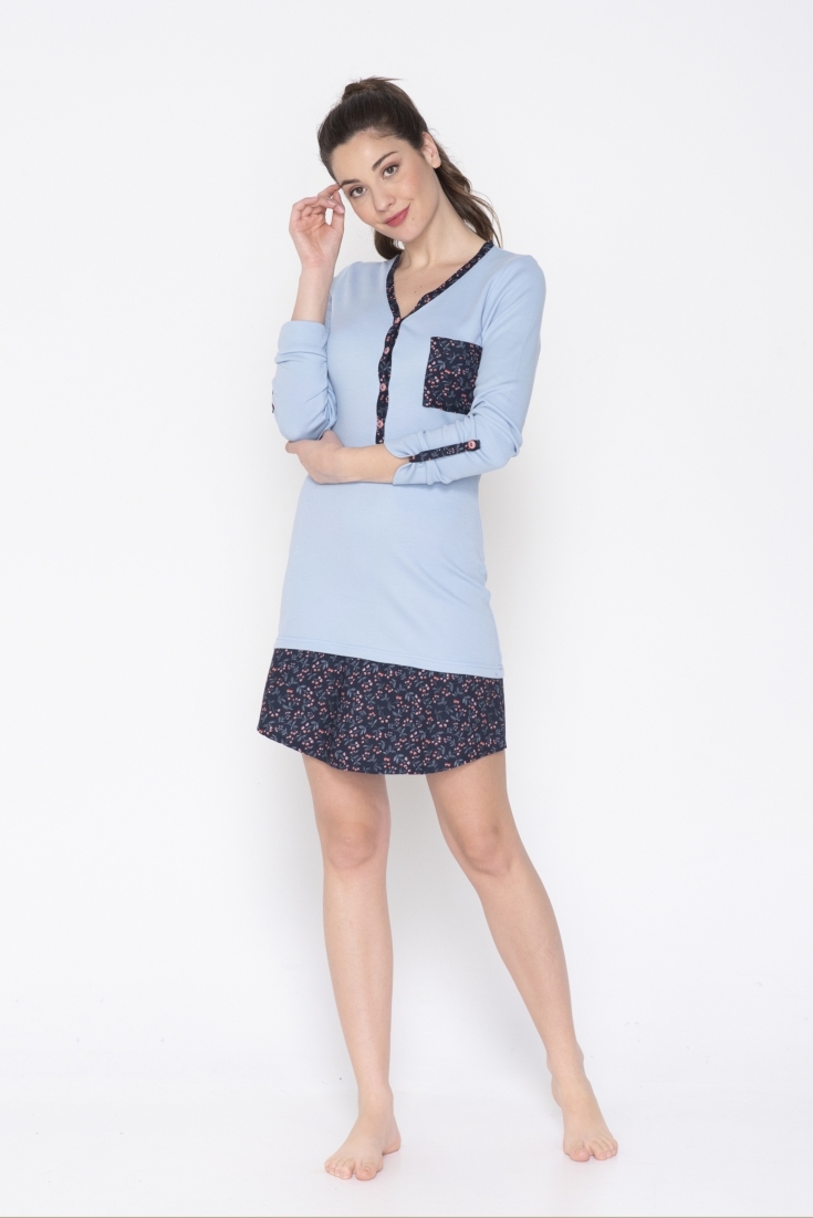 JEANNETTE- ΓΥΝΑΙΚΕΙΟ ΝΥΧΤΙΚΟ ΔΙΧΡΩΜΟ ΜΕ  ΠΑΤΙΛΕΤΑ