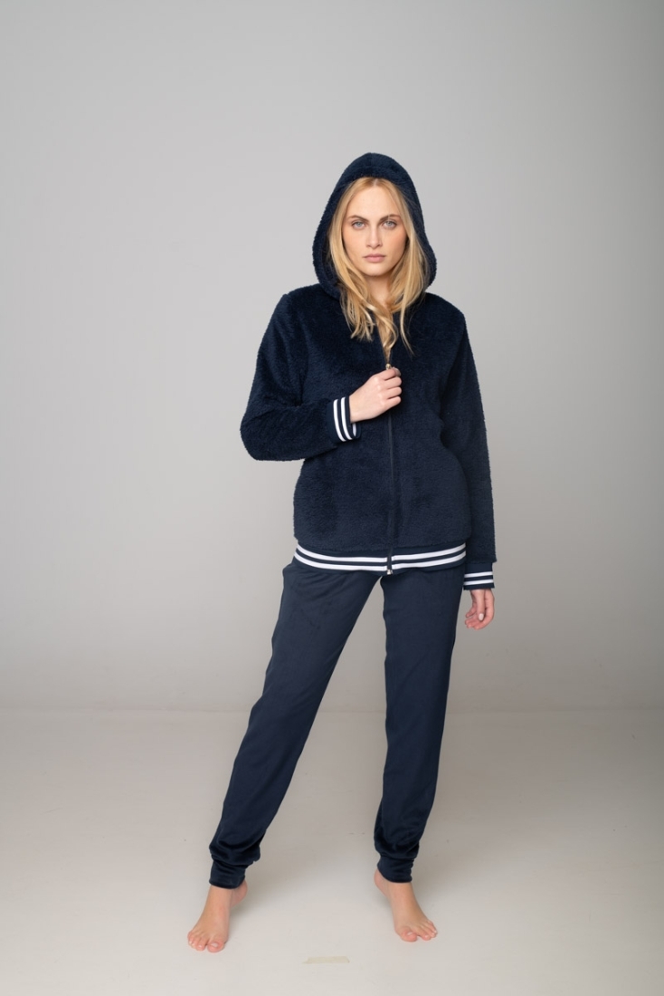 ΓΥΝΑΙΚΕΙΑ ΦΟΡΜΑ FLEECE ΜΕ ΡΙΓΕ ΔΙΧΡΩΜΙΑ ΣΤΑ ΛΑΣΤΙΧΑ ΦΕΡΜΟΥΑΡ ΚΟΥΚΟΥΛΑ ΤΣΕΠΕΣ ΚΑΙ ΛΑΣΤΙΧΟ ΣΤΟ ΜΠΑΤΖΑΚΙ