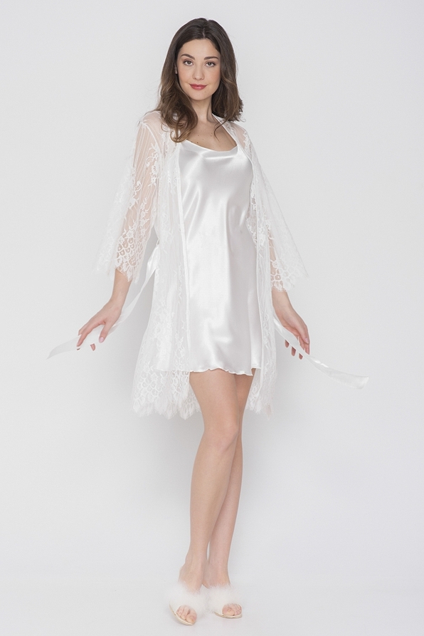 JEANNETTE - SET ROBE & NIGHTDRESS SATIN & LACE
