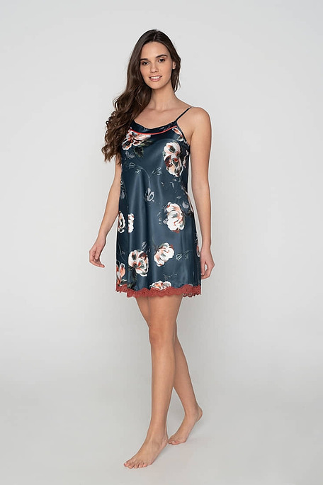 ΓΥΝΑΙΚΕΙΟ ΣΑΤΕΝ ΚΟΝΤΟ ΝΥΧΤΙΚΟ FLORAL ΜΕ ΤΕΛΕΙΩΜΑ ΔΑΝΤΕΛΑΣ