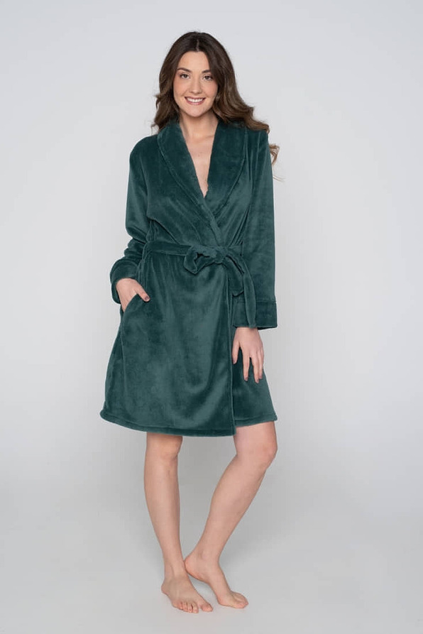 ΓΥΝΑΙΚΕΙΑ ΜΑΚΡΙΑ FLEECE ΡΟΜΠΑ ΜΟΝΟΧΡΩΜΗ ΣΤΑΥΡΩΤΗ ΜΕ ΤΣΕΠΕΣ