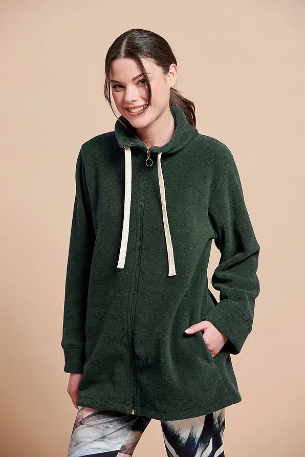 ΓΥΝΑΙΚΕΙΑ ΖΑΚΕΤΑ ΦΟΥΤΕΡ FLEECE ΜΑΚΡΙΑ ΜΟΝΟΧΡΩΜΗ ΜΕ ΦΕΡΜΟΥΑΡ ΚΑΙ ΠΛΑΙΝΕΣ ΤΣΕΠΕΣ