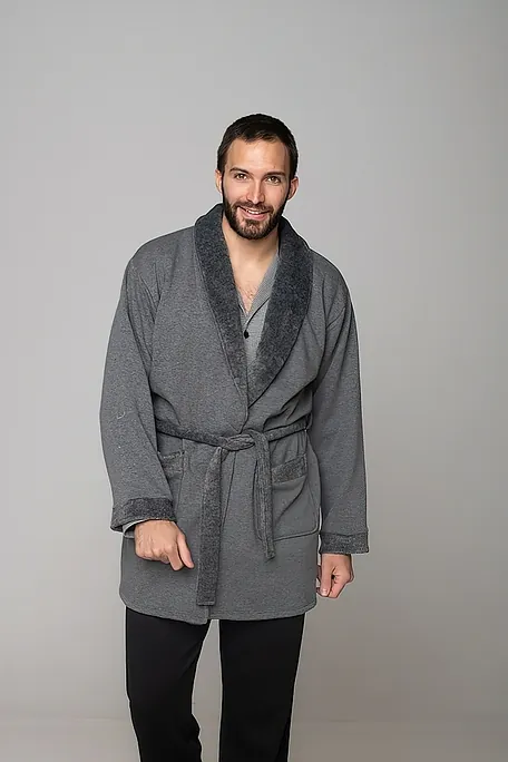 ΑΝΤΡΙΚΗ ΡΟΜΠΑ ΚΟΝΤΗ ΛΕΠΤΟ FLEECE ΜΟΝΟΧΡΩΜΗ ΜΕ ΤΣΕΠΕΣ