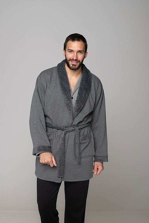 ΑΝΤΡΙΚΗ ΡΟΜΠΑ ΚΟΝΤΗ ΛΕΠΤΟ FLEECE ΜΟΝΟΧΡΩΜΗ ΜΕ ΤΣΕΠΕΣ