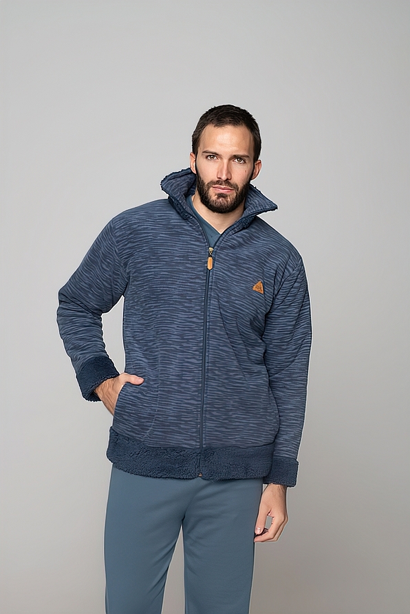 MAN SHORT JACKET FLEECE PLAIN ZIP UP WITH POCKETS