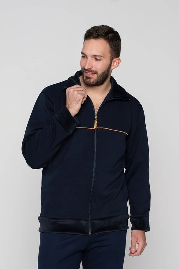 MAN SHORT COTTON JACKET PLAIN ZIP UP VELOUR DETAILS