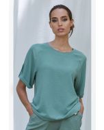 WOMAN PLAIN LONG BLOUSE WITH ADJUSTABLE SLEEVES