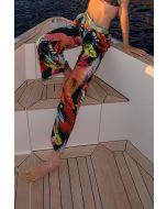 EDEN WOMAN PANTS WITH TROPICAL PRINT AND SHINY WAISTBAND
