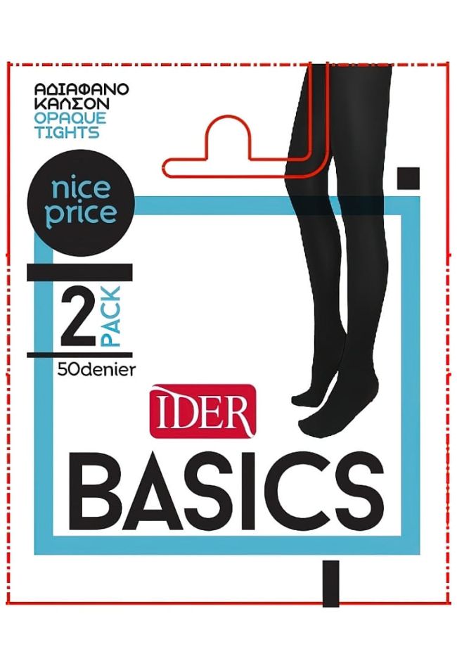 2-PACK BASICS OPAQUE TIGHTS 50 DEN WITH MICROFIBRE WITHOUT GUSSET