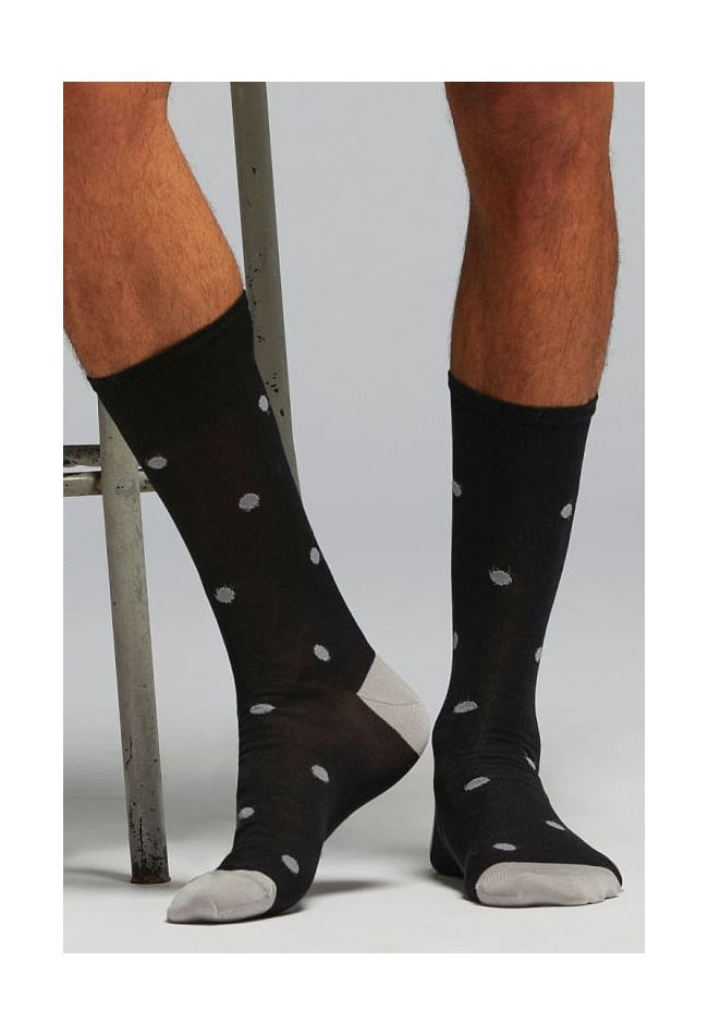 CZ U.C.GIORGIO MAN SHORT SOCKS IN MERCERIZED COTTON WITH DOTS SKETCH TOE AND HEEL IN CONTRAST COLOR