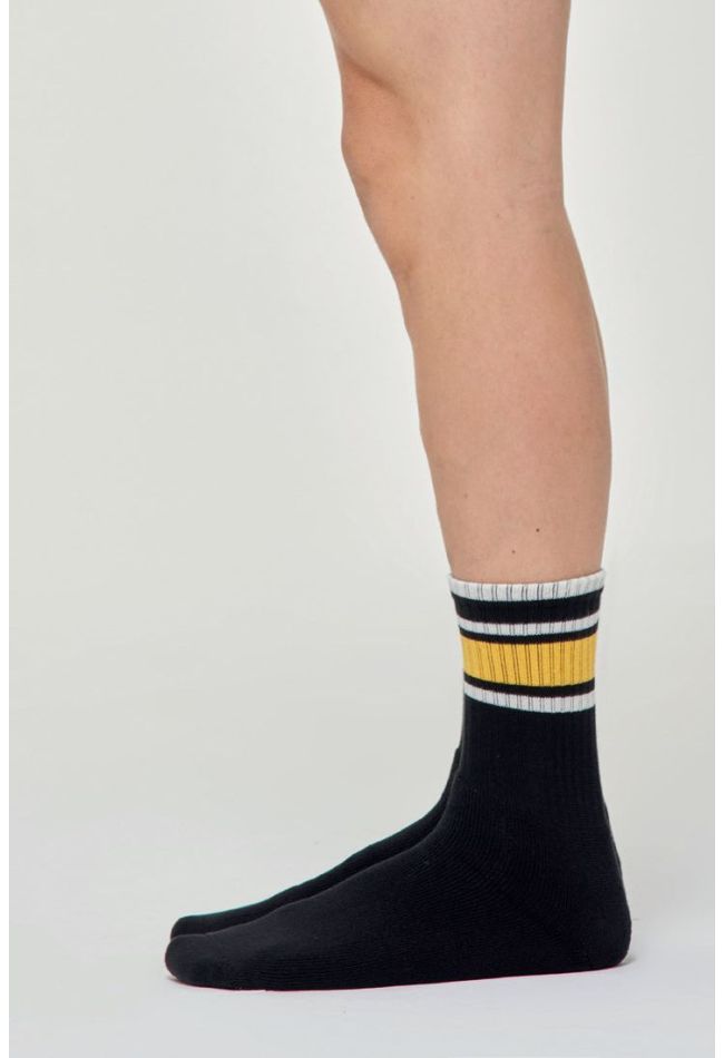 MAN SPORTS NORMAL SOCKS WITH TERRY-COTTON FULL REINFORCED FOOT STRIPY PATTERN SEAMLESS TOES - CZ TENNIS YURI