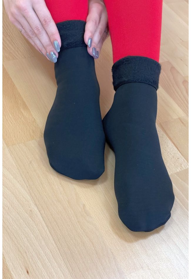 THERMAL ANKLE SOCK WITH FUR INSIDE TURNOVER TOP