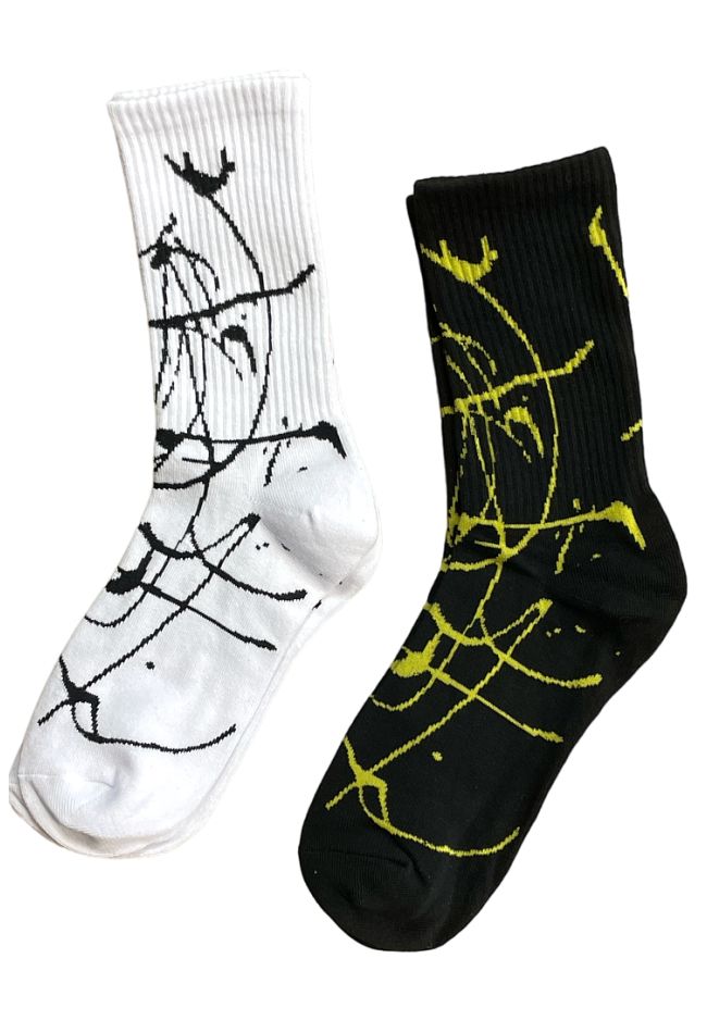 2-PACK UNISEX SPORT ELASTIC COTTON RIBBED SOCKS WITH LINEAR PATTERN